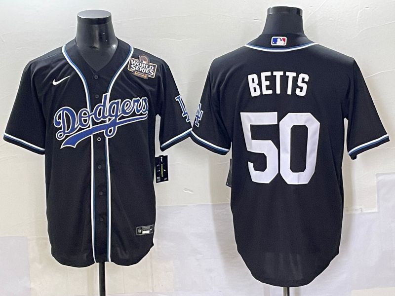 Men 2025 Los Angeles Dodgers #50 Betts Black Three generations Fashion Nike MLB Jersey style 7049->los angeles dodgers->MLB Jersey
